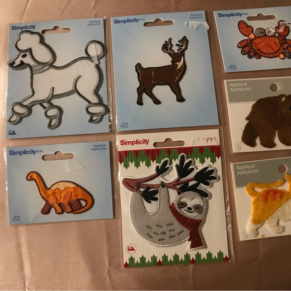 Lot Pets poodle dog cat sloth iron on transfers appliqué hat purse decorations